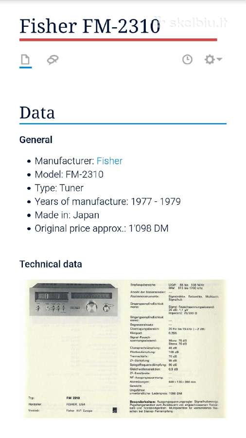 Fisher Fm-2310 tiuneris - nuotraukos Nr. 9
