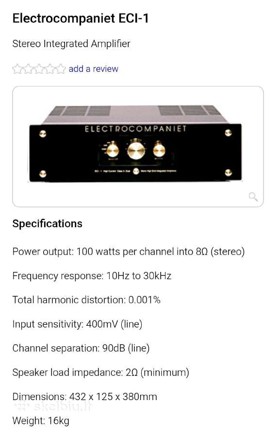 Electrocompaniet Eci-1 High End stiprintuvas - nuotraukos Nr. 9