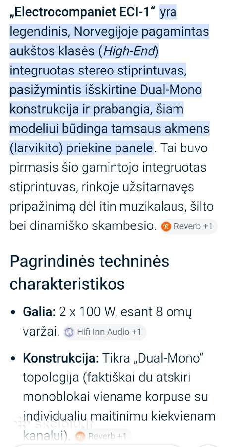 Electrocompaniet Eci-1 High End stiprintuvas - nuotraukos Nr. 10