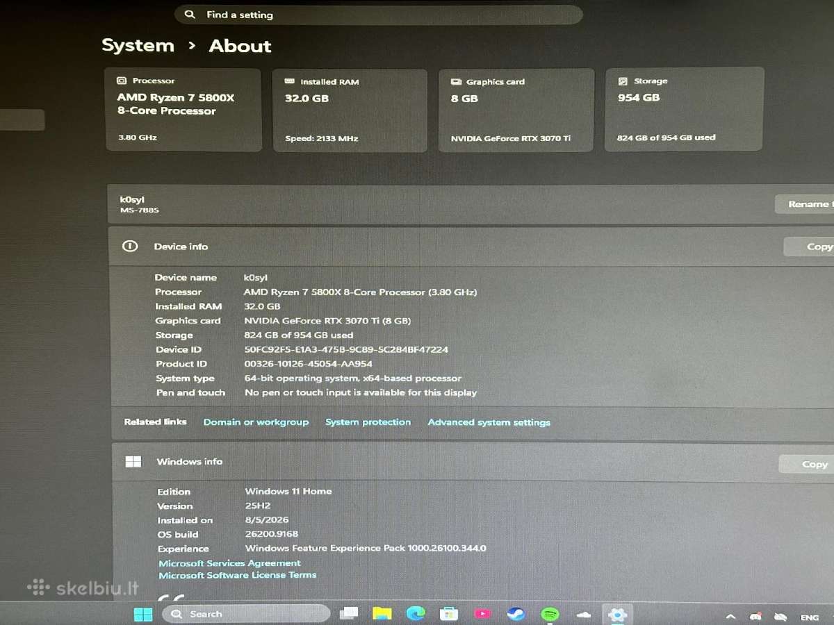 Ryzen 7 5800x / Rtx 3070 Ti 8gb / 32gb / 1tb SSD - nuotraukos Nr. 5