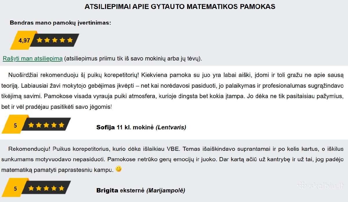 Matematikos korepetitorius 5-12 kl., eksternams - nuotraukos Nr. 3