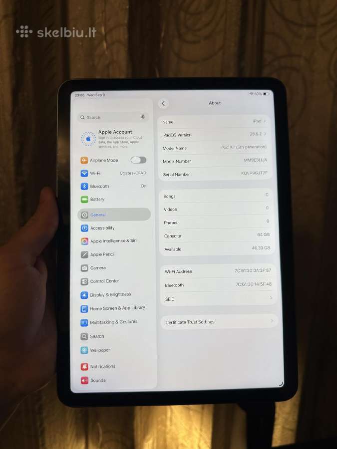 iPad Air 5 (M1) 64gb Wi-fi - nuotraukos Nr. 5