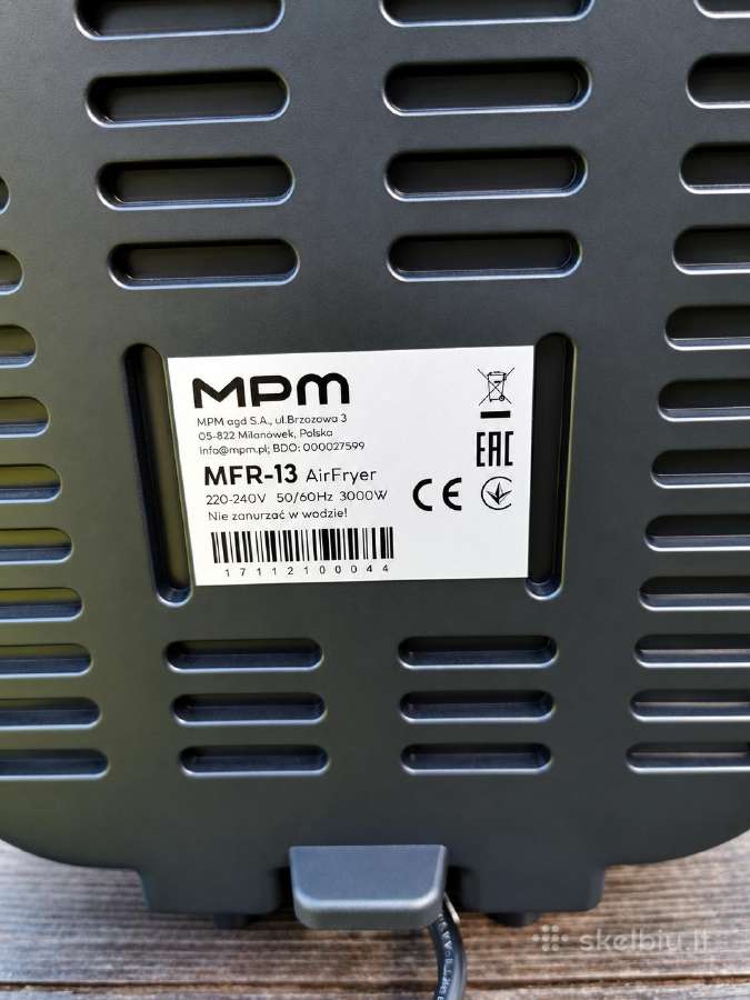 Mpm Mfr-13 karšto oro gruzdintuvė Air Fryer 12 l, - nuotraukos Nr. 5