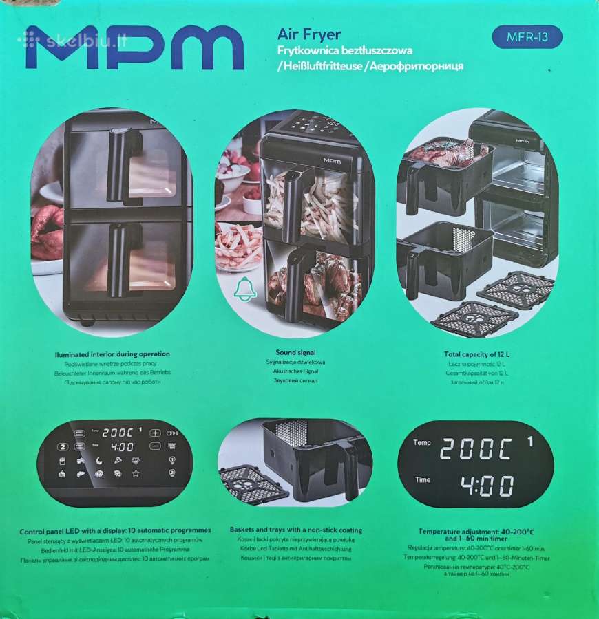 Mpm Mfr-13 karšto oro gruzdintuvė Air Fryer 12 l, - nuotraukos Nr. 9