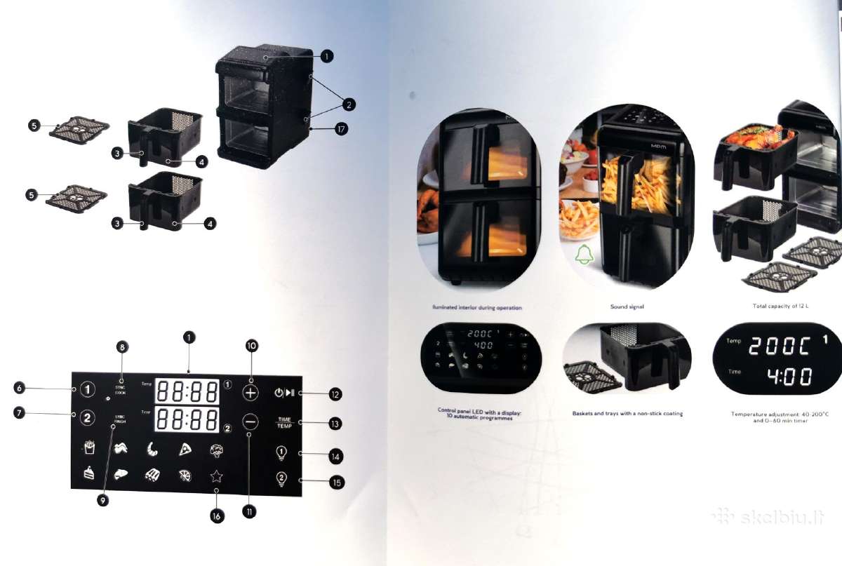 Mpm Mfr-13 karšto oro gruzdintuvė Air Fryer 12 l, - nuotraukos Nr. 11