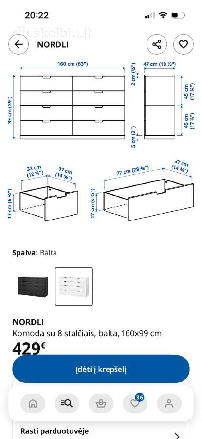 Ikea Nordli komoda - nuotraukos Nr. 3
