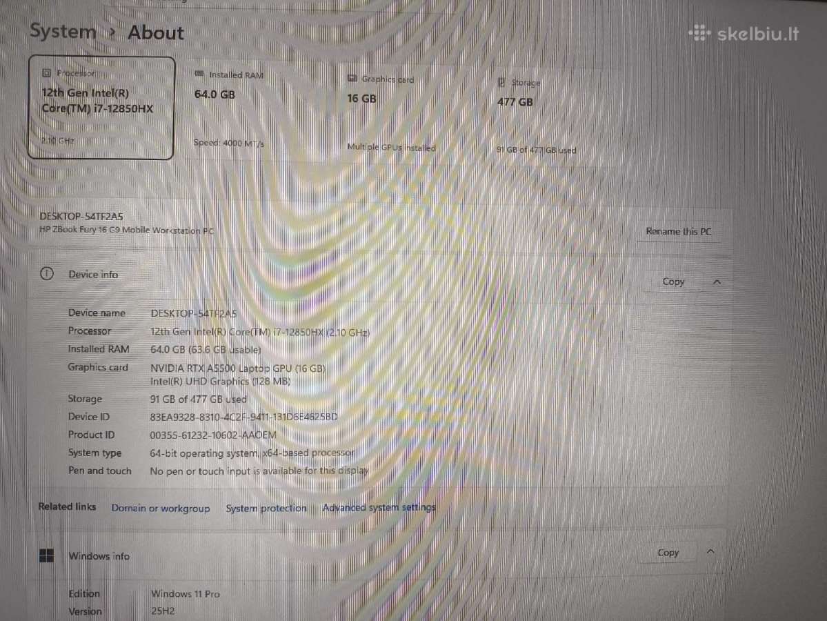 Zbook Fury 16 G9 i7-12850hx 64gb Rtx A55000 16gb - nuotraukos Nr. 4