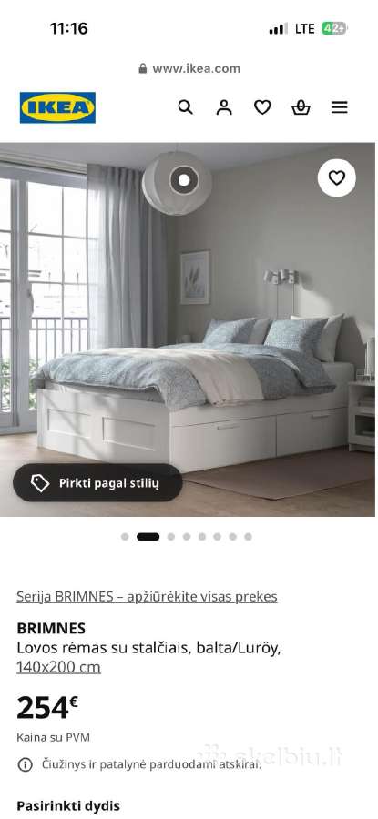 Parduodama Ikea dvigulė lova su čiužiniu,140x200cm - nuotraukos Nr. 4
