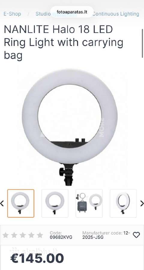 Nanlite Halo 18 LED Ring Light - nuotraukos Nr. 9