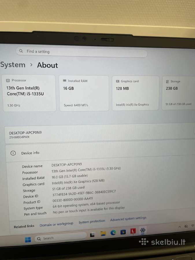 Lenovo Thinkpad X1 Carbon Gen 11 i5-1335u 16 256 - nuotraukos Nr. 8