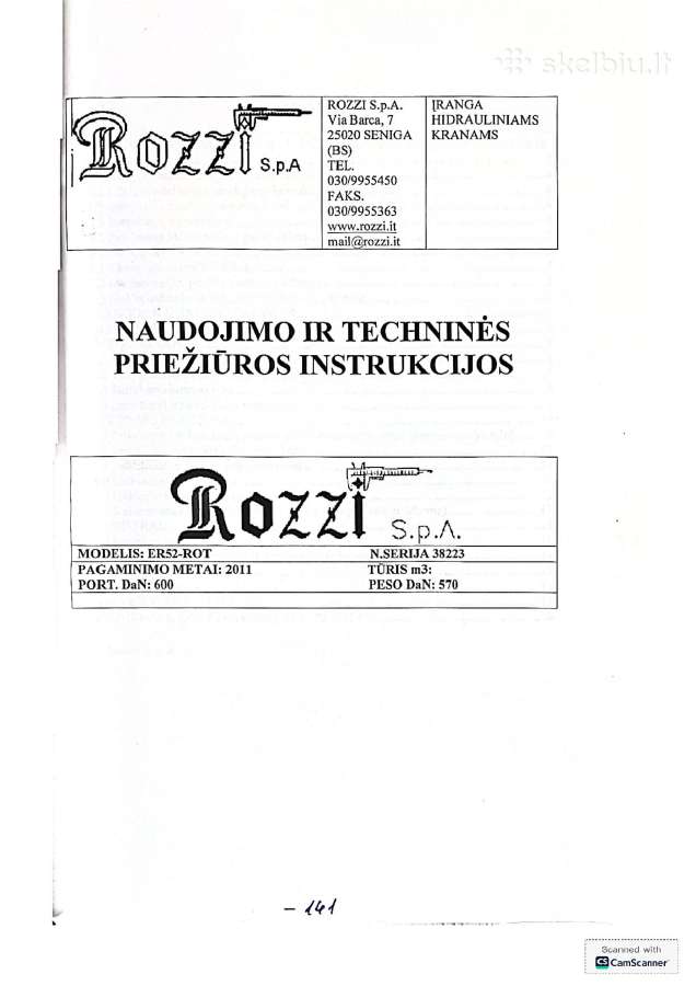 Grebtuvas Rozzi Er52-rot elektrohidraulinas - nuotraukos Nr. 4