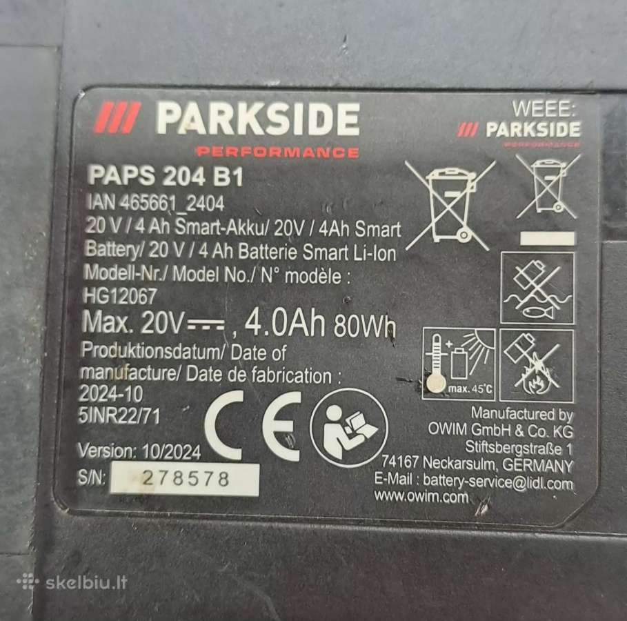 Parkside 4ah Smart-akku - nuotraukos Nr. 4