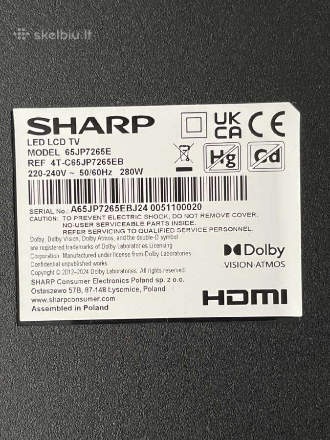 165cm 4k Uhd Qled smart Sharp 65jp7265e - nuotraukos Nr. 9