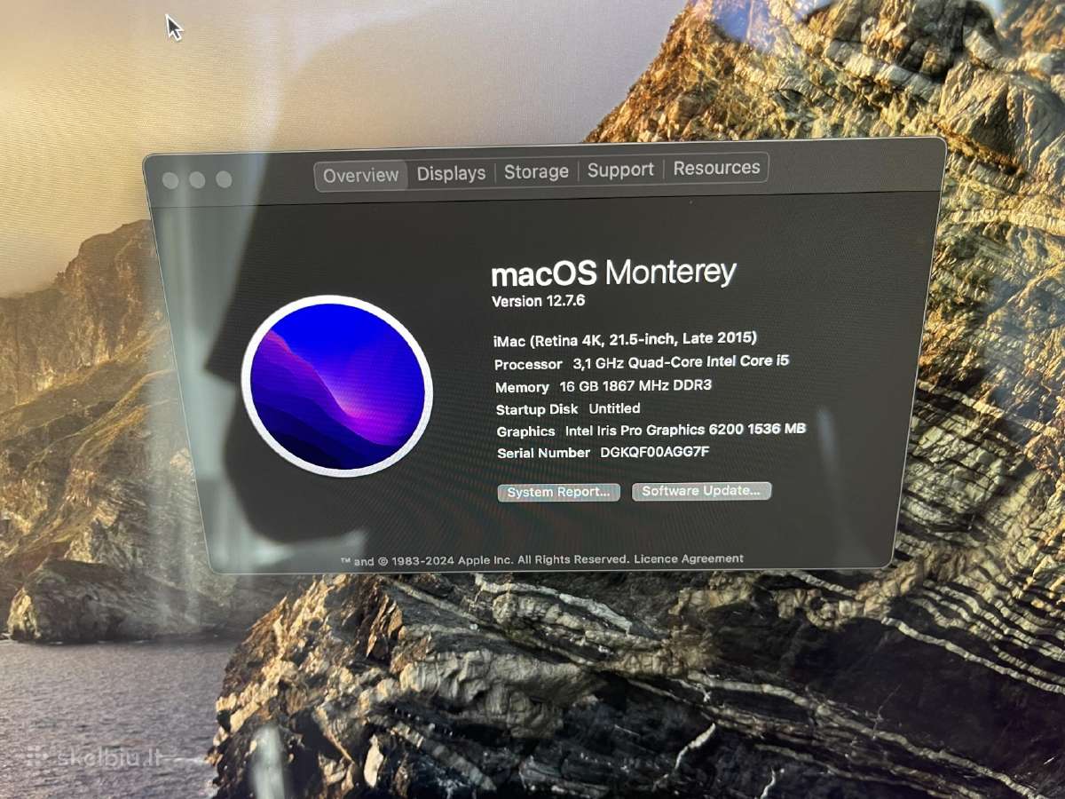 Apple iMac 21.5 Late 2015 4k i5 16gb RAM 1tb+SSD - nuotraukos Nr. 3