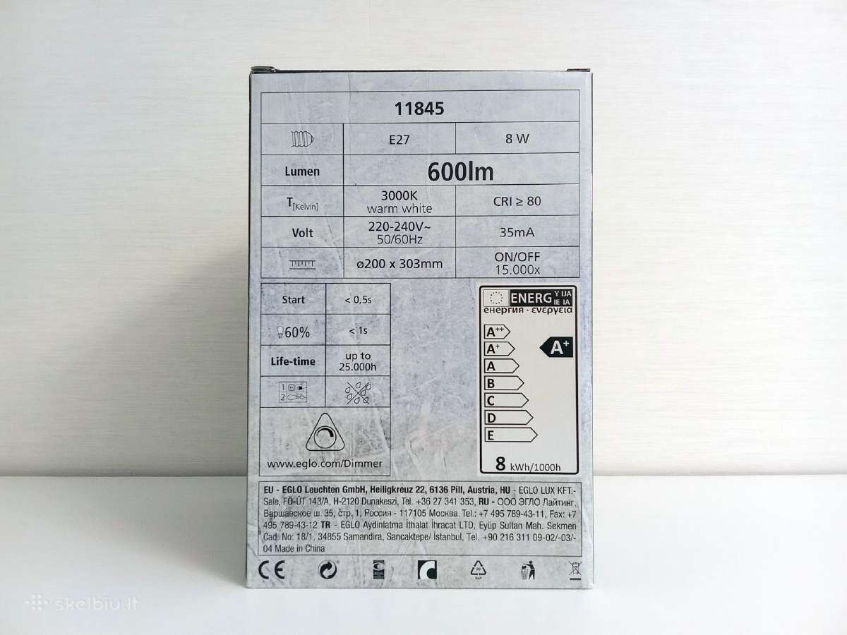 Eglo 8w LED Lempa E27 2100k - nuotraukos Nr. 4