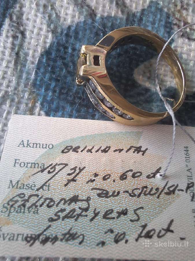 Aukso žiedas su safyru ir deimantais - nuotraukos Nr. 6