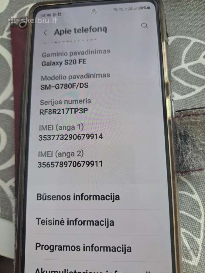 Samsung galaxy s 20 fe 128 GB bukle10/10 - nuotraukos Nr. 4
