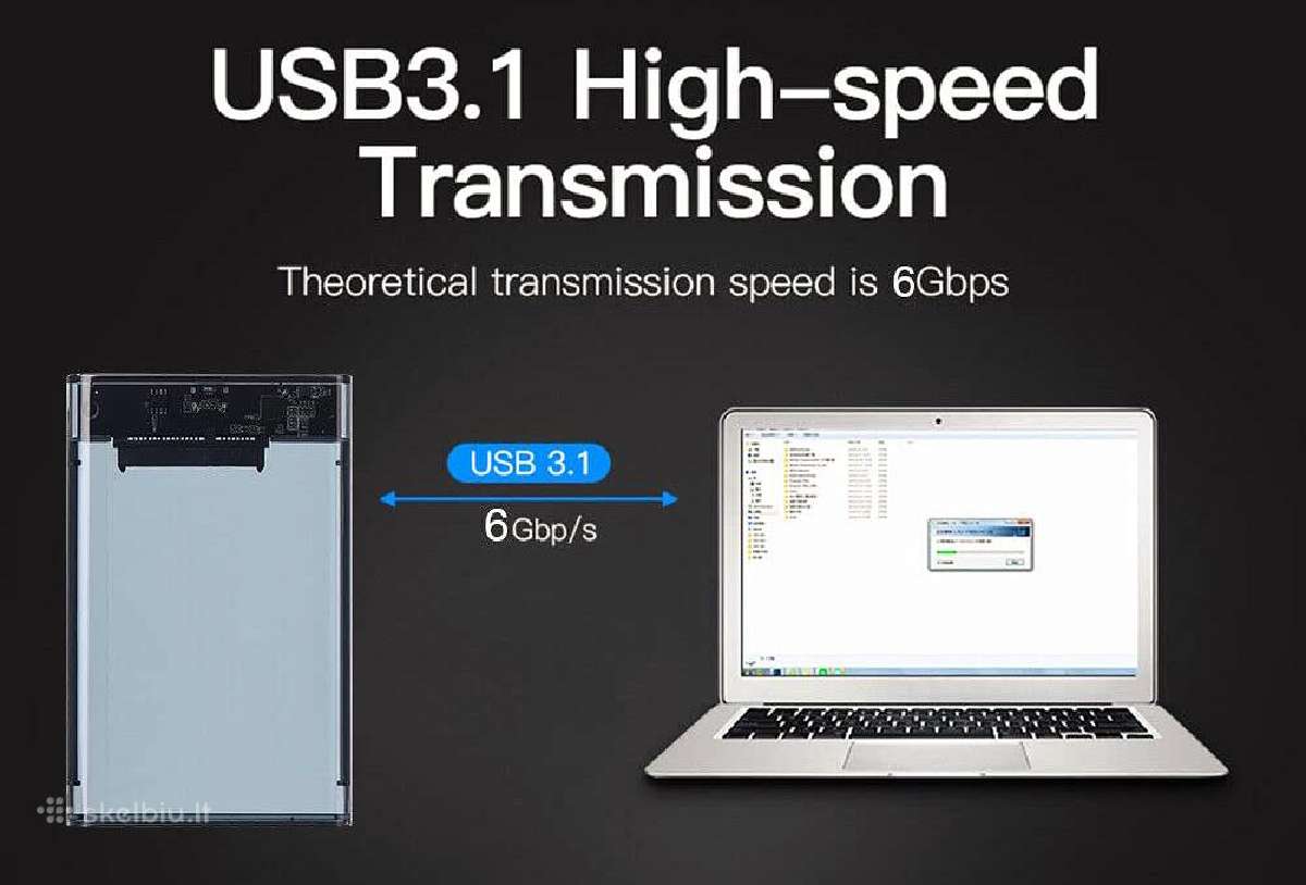 Sata 2.5" SSD HDD dežutė usb-c - nuotraukos Nr. 5