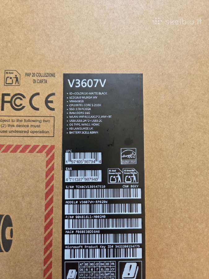 Asus V16 16in i5 16gb 1tb Rtx5050 kompiuteris - nuotraukos Nr. 5