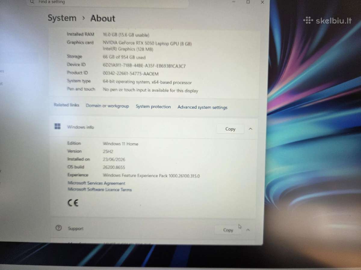 Asus V16 16in i5 16gb 1tb Rtx5050 kompiuteris - nuotraukos Nr. 11