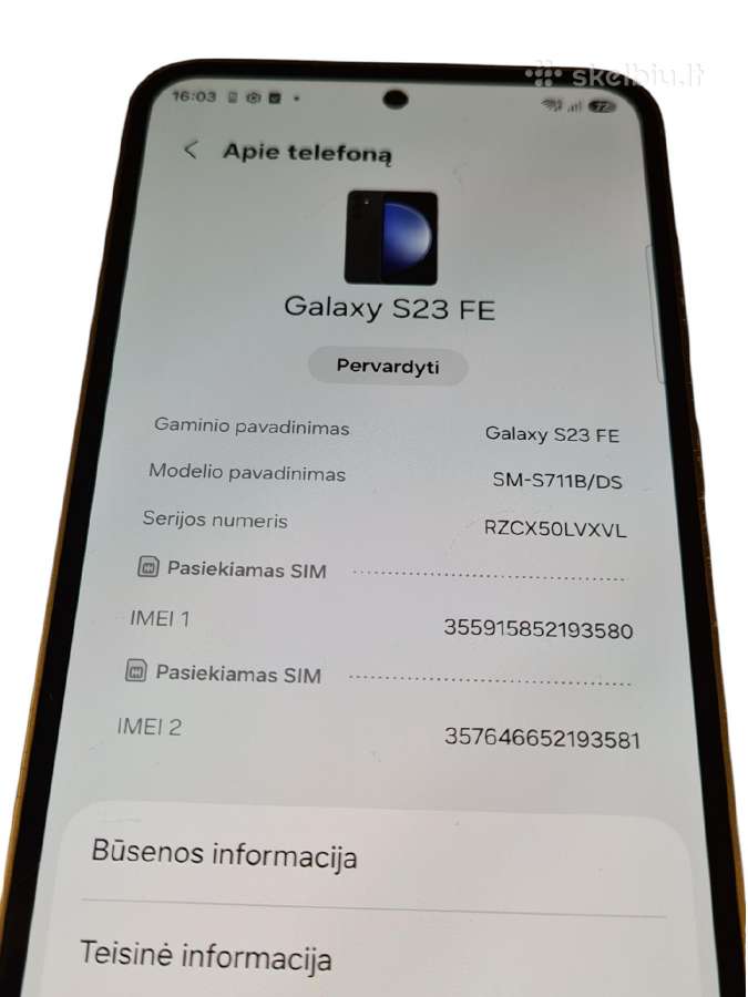 Samsung Galaxy S23 Fe 5G + 3 mėn. garantija - nuotraukos Nr. 4