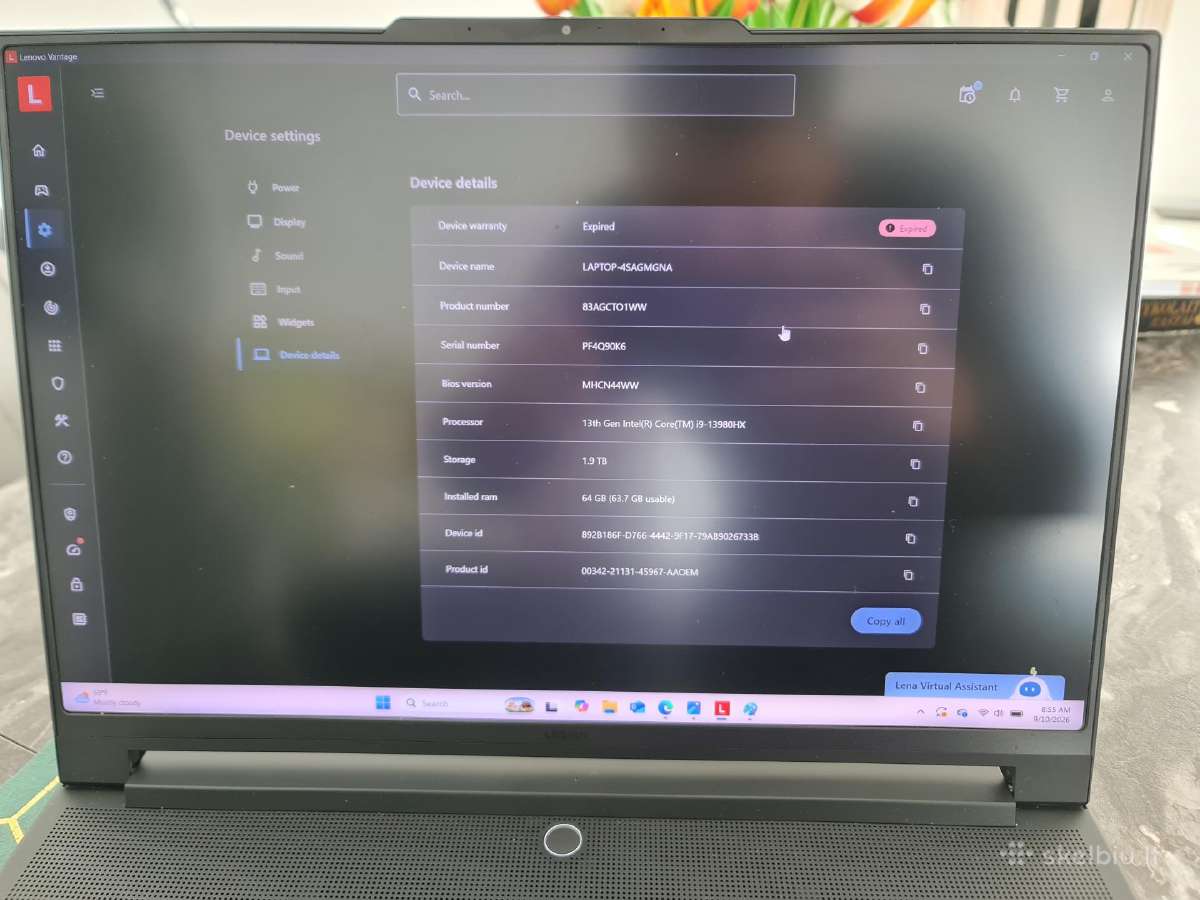 Legion 9i Gen 8 (16irx8); Rtx 4090; RAM 64gb; 2tb - nuotraukos Nr. 2