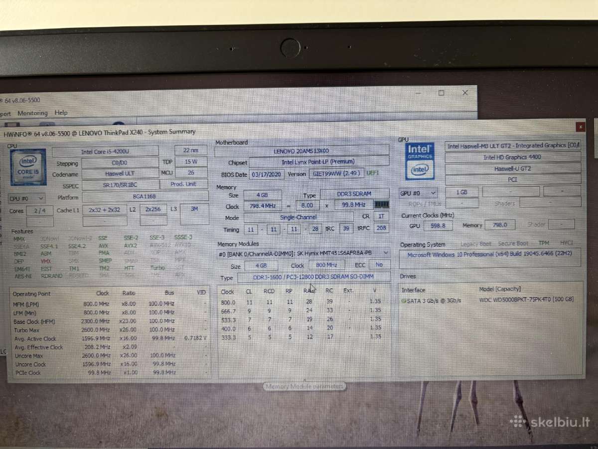 Lenovo Thinkpad x240 su dock station ir pele - nuotraukos Nr. 6