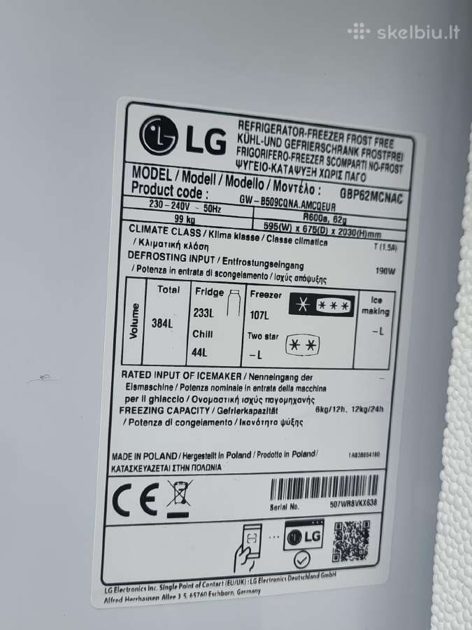 Naujas LG Gbp62mcnac ,A energijos kl+ garantija - nuotraukos Nr. 8
