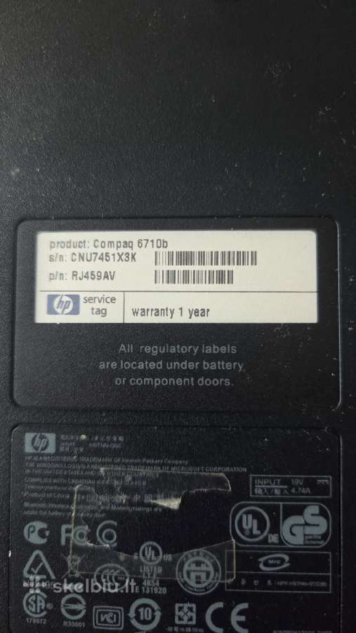Hp Compaq6710b - nuotraukos Nr. 3