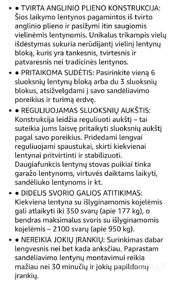 Metalinis vielinis stelažas,lentyna,6 aukštu - nuotraukos Nr. 10