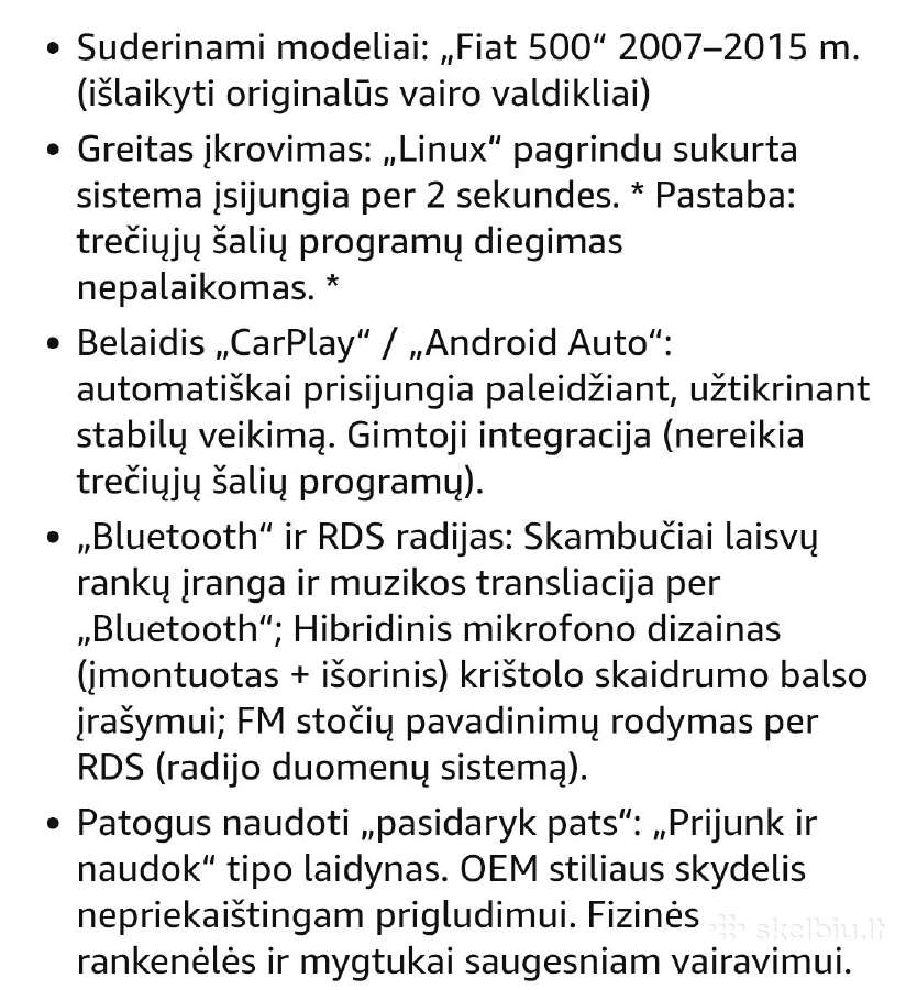 Fiat500,2007-2015 metų multimedia - nuotraukos Nr. 4