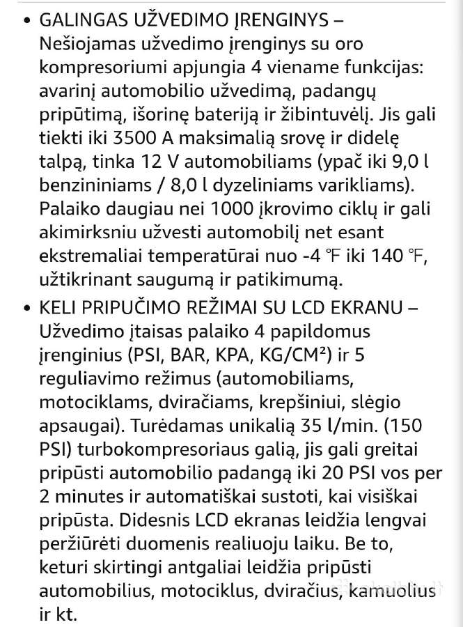 Nešiojamas oro kompresorius+užvedimo įrenginis - nuotraukos Nr. 7
