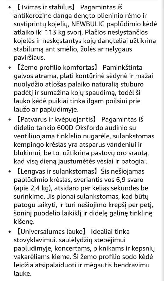 Sulankstoma paplūdimio kėdė - nuotraukos Nr. 3