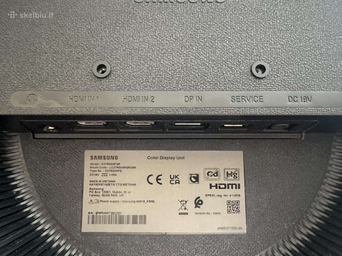 Parduodu Samsung 27"crg50 240hz lenktą Monitorių - nuotraukos Nr. 4