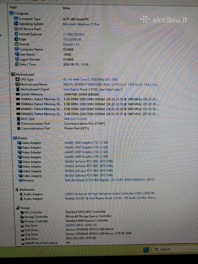 14400/rtx 5060/ 32gb RAM - nuotraukos Nr. 6