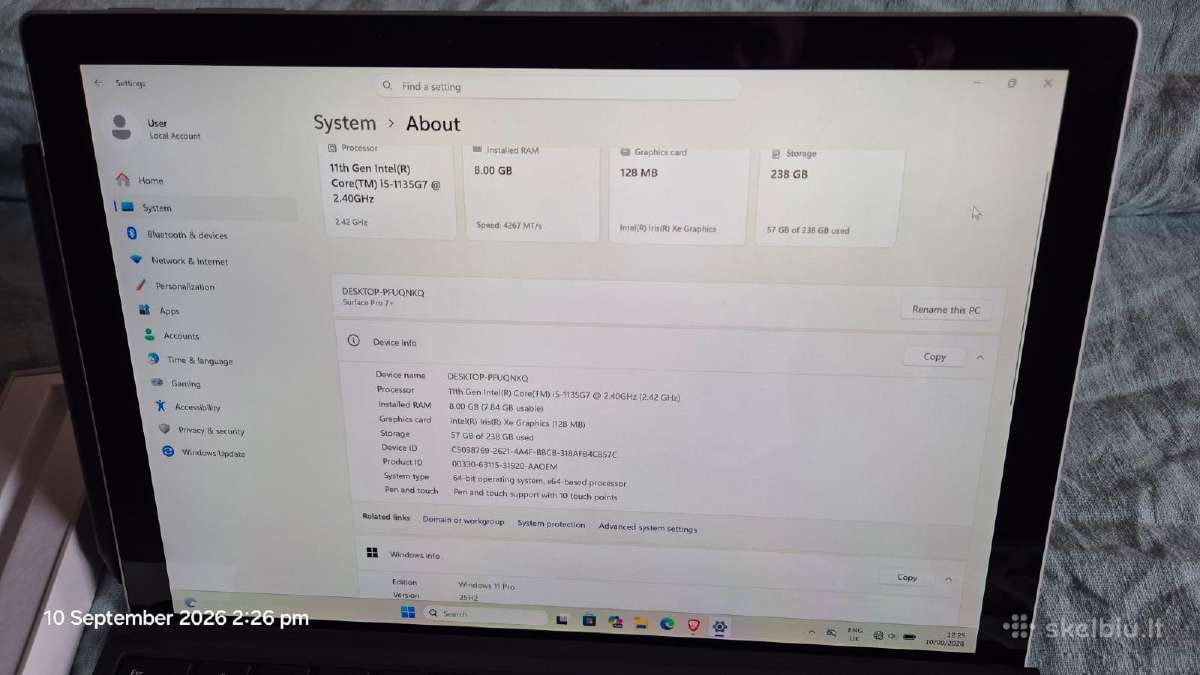 Microsoft Surface Pro 7+ 11gen 8gb 256gb Pen Mouse - nuotraukos Nr. 12