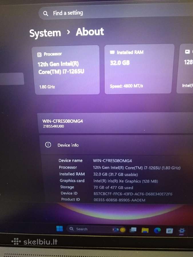 T14s gen3/i7-1265u/32/500/touch - nuotraukos Nr. 3