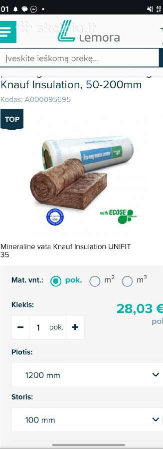 Knauf Insulation vata rulonuose - nuotraukos Nr. 2