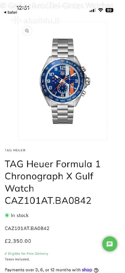Tag Heuer Formula 1 Gulf Edition - nuotraukos Nr. 33