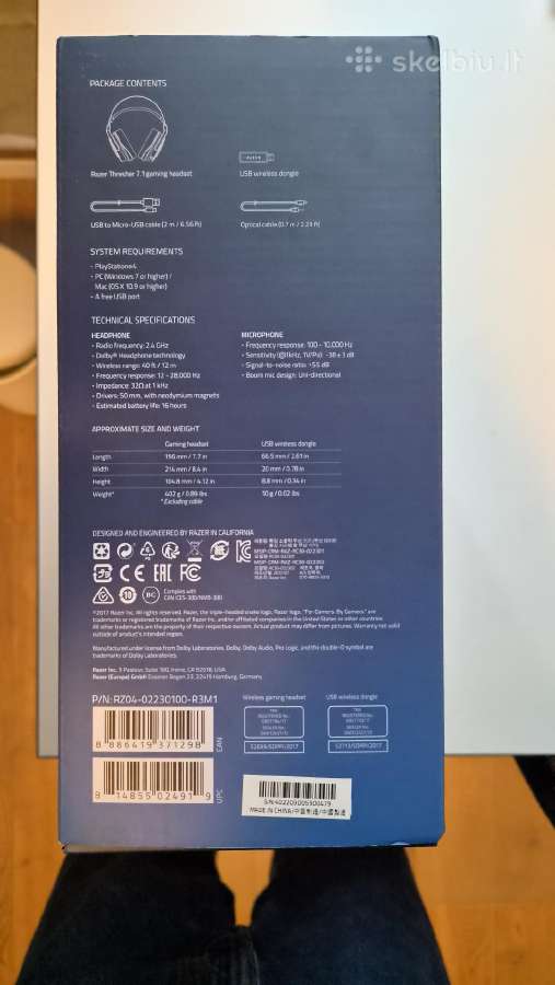 Razer thresher 7.1 wireless suround gaming headset - nuotraukos Nr. 4