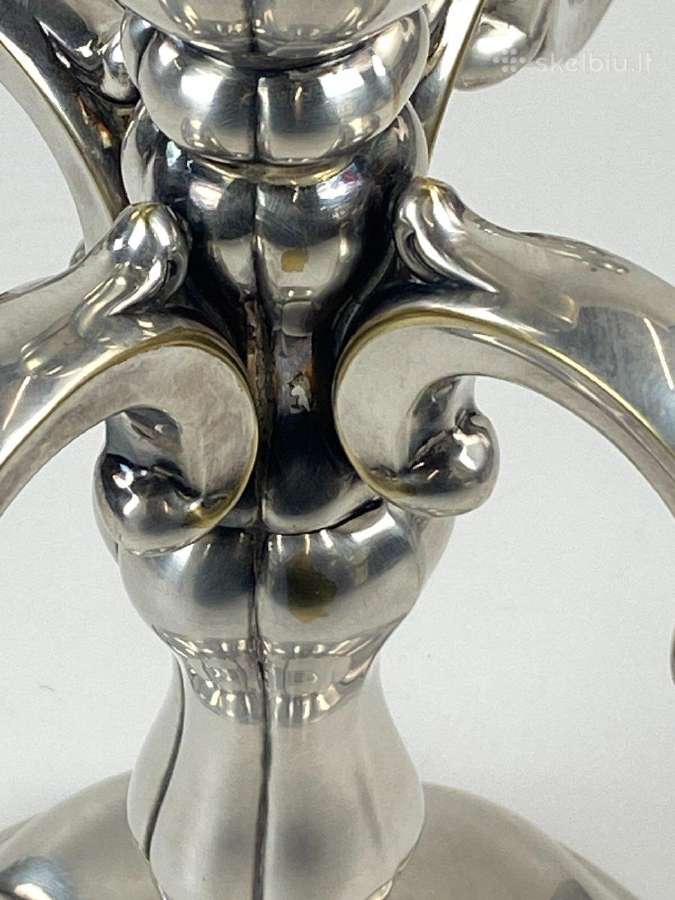 Sidabruoto metalo, penkių šakų žvakidė - nuotraukos Nr. 9