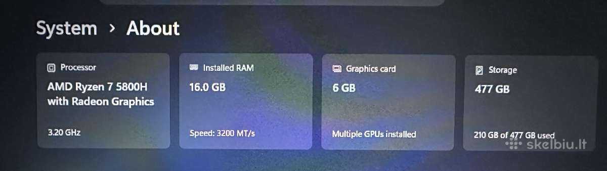 Asus Tuf A15 Rtx3060 5800h - nuotraukos Nr. 5