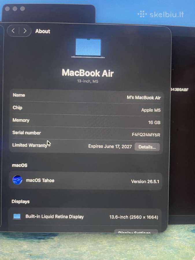Apple MacBook Air 13 M5 512gb - nuotraukos Nr. 8