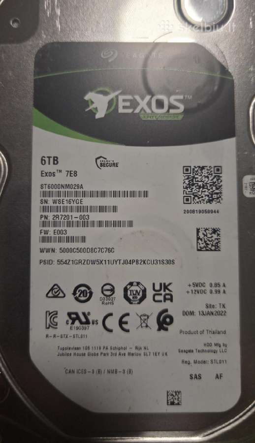 Sas HDD 3.5" 12tb 12g, 6b, 4tb, 1tb - nuotraukos Nr. 2