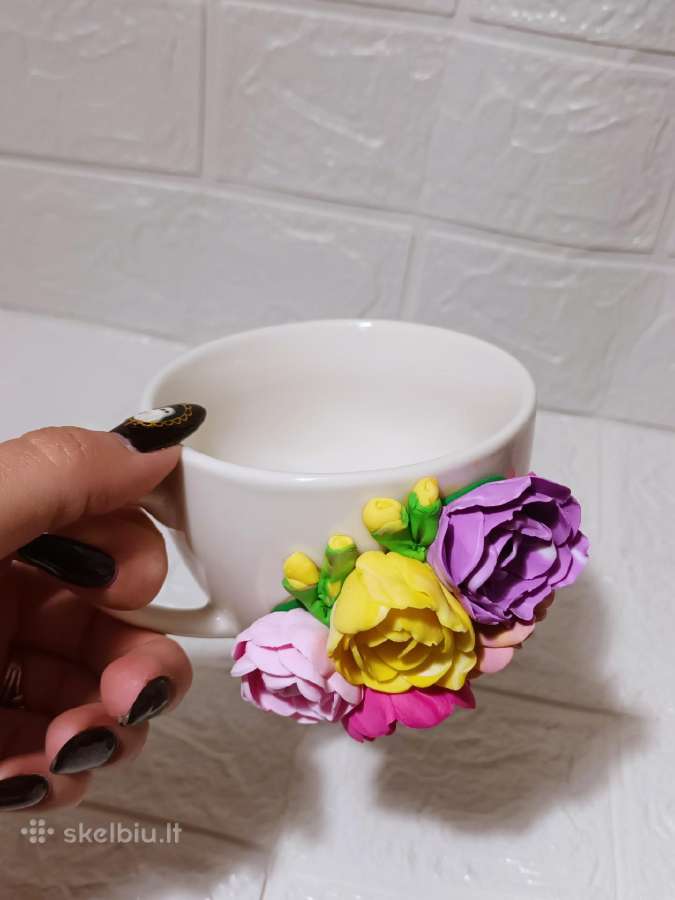 Puodelis rankų darbo 3D gėlės rožės flowers rose - nuotraukos Nr. 5