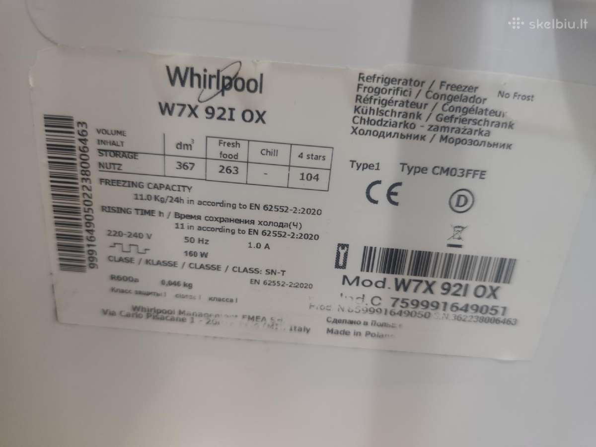 Šaldytuvas Whirlpool - nuotraukos Nr. 5