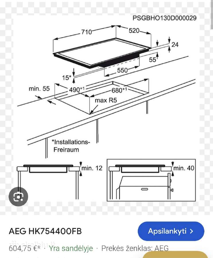 Indukcinė kaitlentė Aeg 71cm Hk754400fb - nuotraukos Nr. 7