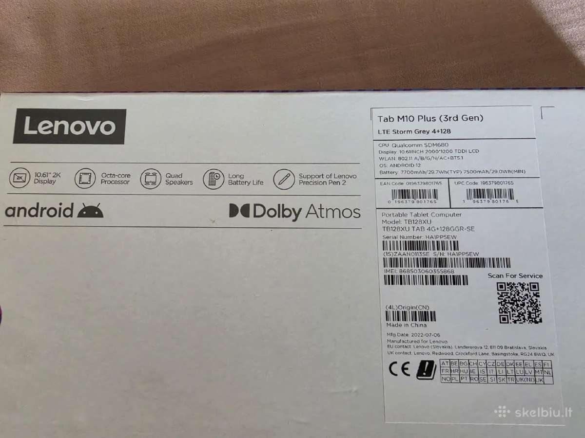Lenovo Tab M 10 Gen 3 Lte 128gb - nuotraukos Nr. 2