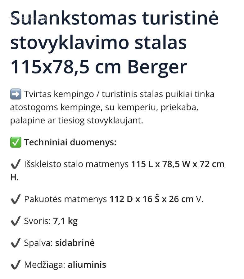 Turistinis stalas - nuotraukos Nr. 7