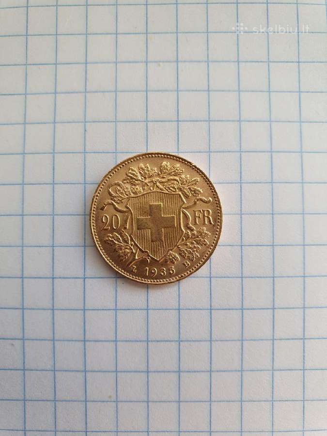 20 frankų 1935m, auksinė moneta - nuotraukos Nr. 2